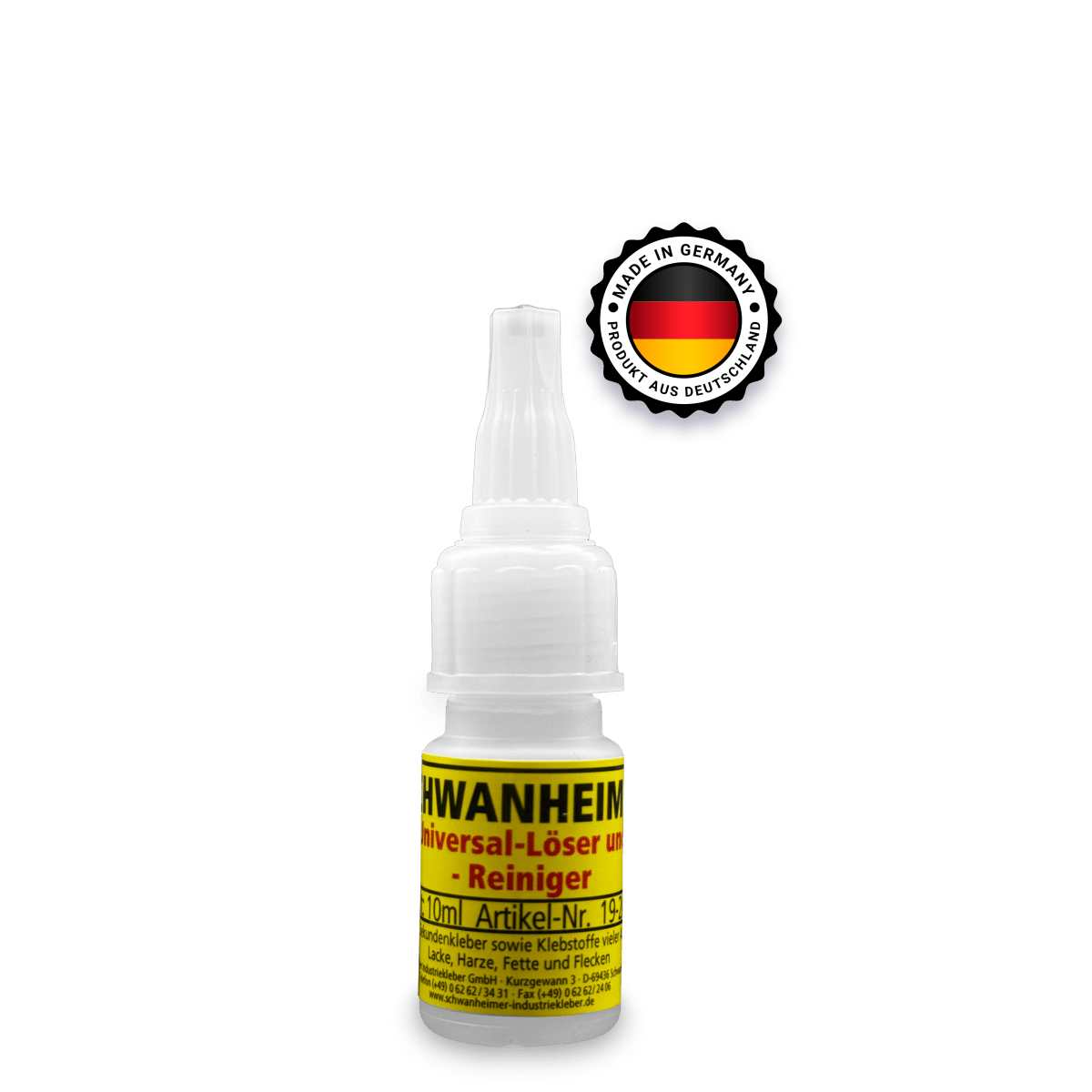 Schwanheimer Universal - LÃ¶ser und Reiniger - extra starker Klebstoffentferner & Fleckenentferner - fÃ¼r die schnelle & schonende Entfernung von getrocknetem Klebstoff bzw. hartnÃ¤ckigen Flecken - KleberKompass