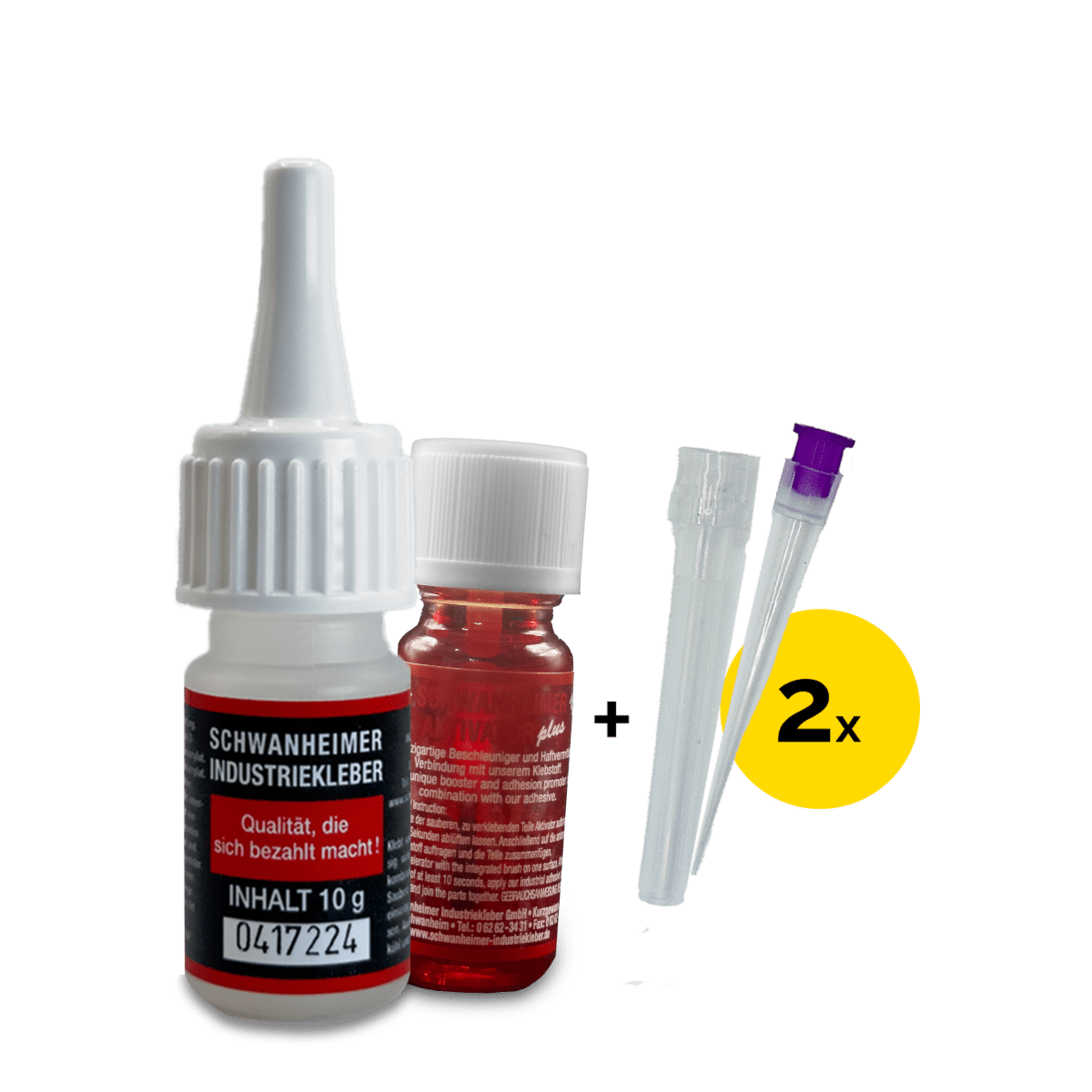 Schwanheimer - Schmuckkleber "Basis - Set" - Industriekleber Nr.100 / 10g + Aktivator Plus 10ml + Micro - KapillardÃ¼se (Feindosierspitze) - KleberKompass