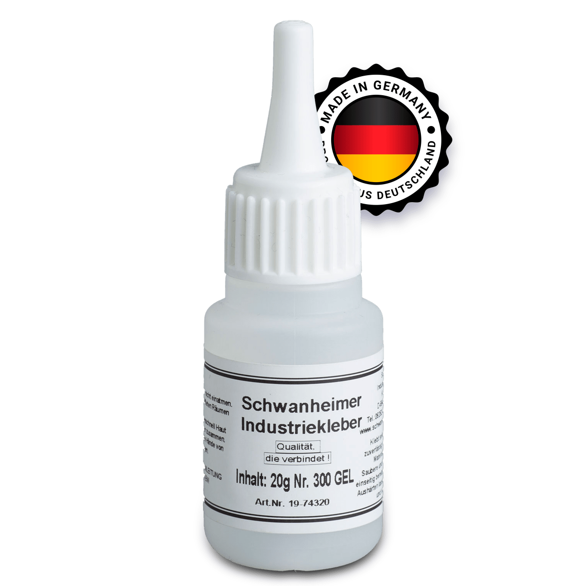 Schwanheimer Industriekleber Gel Nr.300 - hitzebstÃ¤ndig, wasserfest & spaltenÃ¼berbrÃ¼ckend - extra starker Cyanacrylat Sekundenkleber fÃ¼r Keramik, Porzellan, Metall, Glas uvm. (Mittelviskos & Glasklar) - KleberKompass